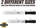 Walfos Icing Spatula, Stainless Steel Cake Spatula with Sturdy and Durable Handle Cake Decorating Spatula - Multi purpose Use for Home, Kitchen or Bakery (6” Angled + 8" Straight)…