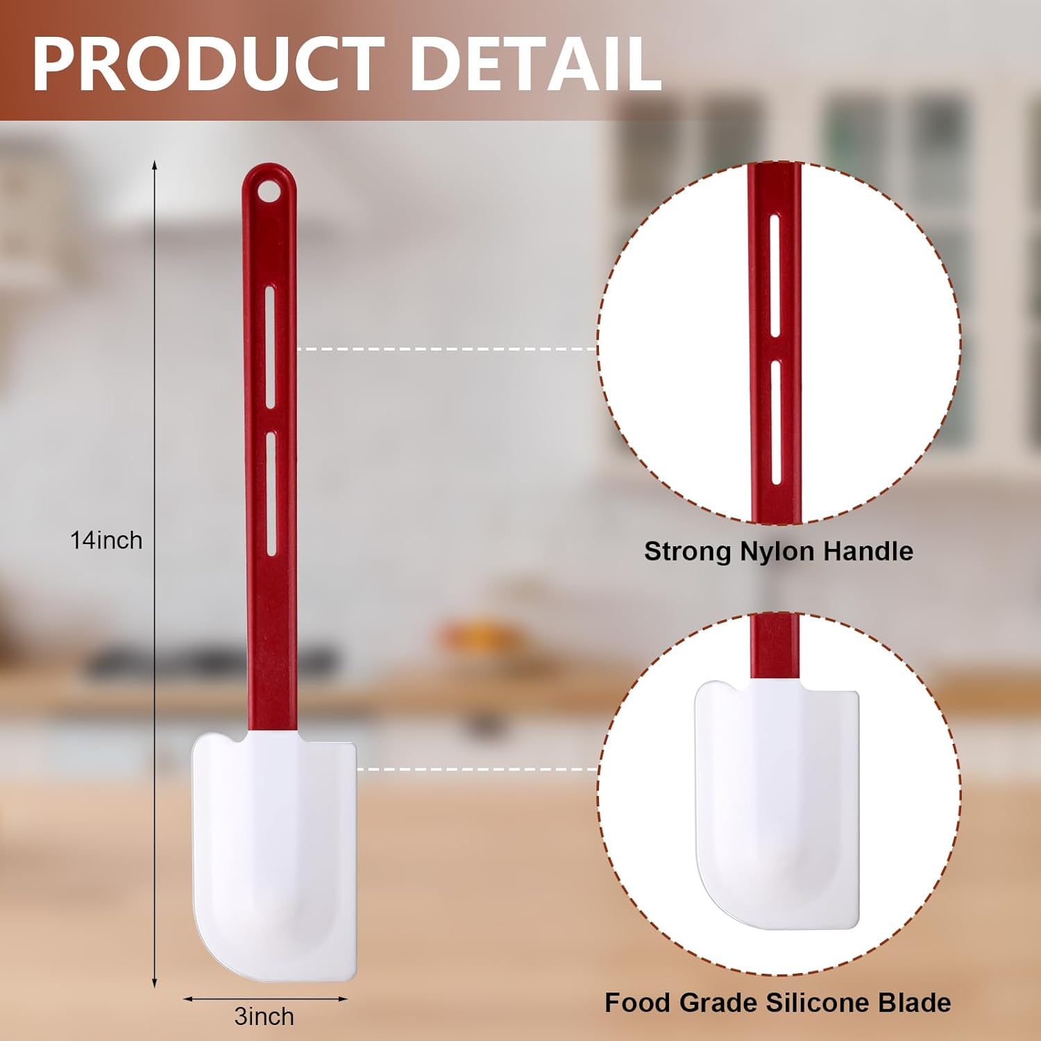 Norme 4 Pcs High Temp Silicone Spatulas Heat Resistant Rubber Spatula Commercial Silicone Scraper with Handle for Kitchen Cook Baking Mixing Utensil, Dishwasher Safe (14 Inch)