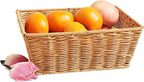12" Poly Wicker Bread Basket, Hand Woven Food Storage Room Organizer, Fruits, Vegetables and Snacks Tabletop Food Serving Basket, Restaurant, Hotel Service, Brown (11.9x8x5.9)
