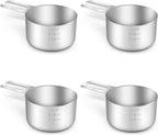4PCS 1Cup (240ml, 8oz) Single Measuring Cup, Stainless Steel Measure Scoop, Metric and US Measurement, Dishwasher Safe