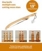 16.5” Bread slicer for Homemade Bread, Serrated Bread Knife for homemade bread with Bow Design, Premium Bread Knife, Bread Slicer, Bread Cutter for Bagels, Baguettes, Natural Wood