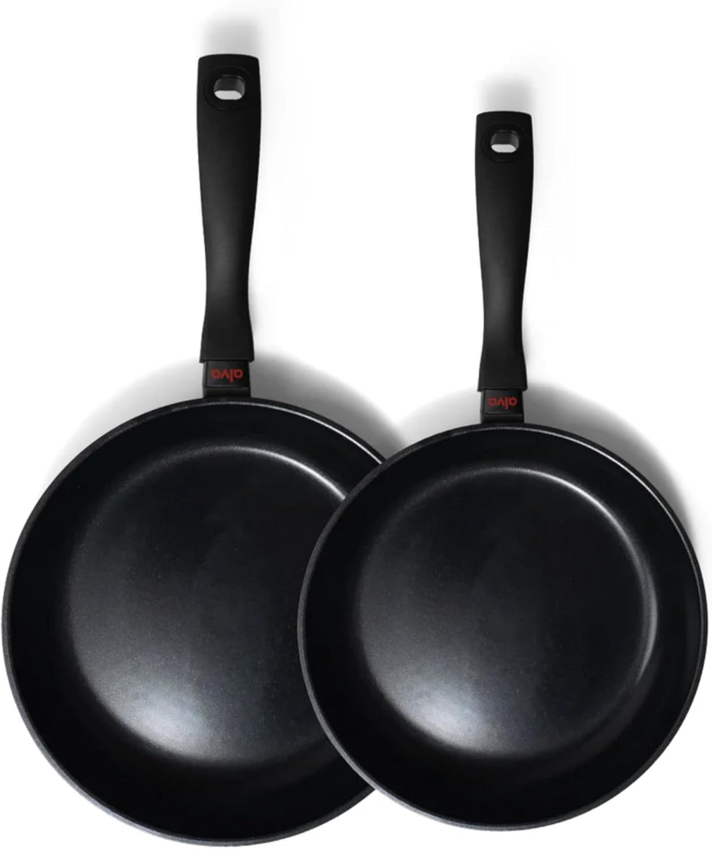 Alva Energy 8" & 11" Ceramic Nonstick Frying Pan Set – PFAS/PTFE-Free – Induction, Gas & Electric Compatible – Lightweight with Stay-Cool Handles – Even Heating, Dishwasher Safe