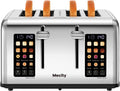 Mecity 4 Slice Toaster with Touch Screen Control, 4 Wide Slots, Stainless Steel Smart Bread Toaster for Bagels, Muffins, Waffles, Dual Control Panel, Timer, Defrost, Reheat, 120V 1650W