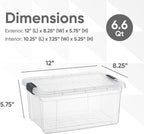 Superio Storage Bins with Lids- 4 Pack, 6.6 Qt Clear Boxes for Organizing, Stackable Plastic Containers- BPA Free, Non-Toxic, Odor Free, Organizer for Home, Office, Dorm