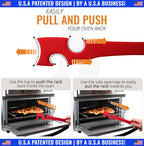 Silicone Oven Rack Push Pull Tool with Longer Handle, Shelf Puller for Air Fryer Toaster Ovens and Kitchen Oven, Stick with Hook Tool for Small Kitchen Appliances, Cool Kitchen Gadgets and Accessories