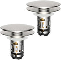 Hibbent 2 Pack Upgraded 3 in 1 Bathroom Sink Drain Strainer, Pop Up Sink Stopper with Big Cap, Anti-Clogging Metal Filter Basket,Sink Plug with Hair Catcher for 1.1''~2.36'' Basin, Brushed Nickel