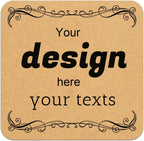 Custom Stickers Personalized Square Kraft Paper Sticker Customizable Floral Wreath Labels, Stickers for Mason Jars, Wedding Favors, Gift Tags, Party Packaging (Style 7)