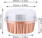 EUSOAR Baking Cups Aluminum Foil, 5oz Pack of 30 Blue Red Rose Gold Cupcake Cups with Lids, 125ml Pie Ramekins, Desserts Flans, Custard Cake Pudding Cups, Catering Party Favor