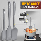 Walfos Silicone Spatula -5 Pieces Heat Resistant Kitchen Spoon Spatulas（600°F), Strong Steel Core and One-Pieces Seamless Design, Prefect for Cooking Mixing Baking - BPA Free and Dishwasher Safe,Gray