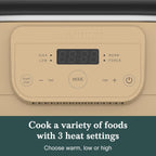6 Quart Programmable Slow Cooker Removable Healthy Nonstick Crock Pot - Small Kitchen Appliance for Family Dinners - Serves 6+ People - Heat Settings: Keep Warm Brown Brown