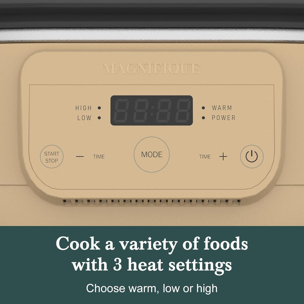 MAGNIFIQUE 6 Quart Programmable Slow Cooker Removable Healthy Nonstick Pot - Small Kitchen Appliance for Family Dinners - Serves 6+ People - Heat Settings: Keep Warm Brown Sugar