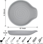 Silicone Spoon Rest for Stove Top - BPA-Free, Heat-Resistant Spoon Holder - Spoon Rest for Kitchen Counter - Large Cooking Utensil Rest for Spoons, Spatulas, Ladles or Tongs - Gray