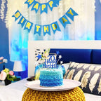 Glittery 70th Happy Birthday Cake Topper with Star,Personalised 70 Birthday Cake Toppers Party Decorations Party Supplies for Men Women Blue