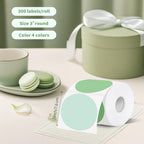 Thermal Label,3 Inch Green Gradient Round Thermal Printer Sticker,Self-Adhesive Round Direct Thermal Labels,Thermal Stickers for DIY Logo Design,Name Tag (300 Labels/1 Roll)