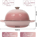 AHJ 6QT Dutch Oven For Bread Baking, Enameled Cast Iron Dutch Oven Pot with Lid, Multi-Functional Bread pan, Sourdough Baking Supplies with Proofing Basket, Cast Iron Bread Oven, Silicone Sling & Gloves.
