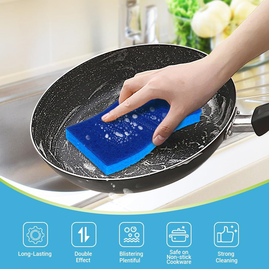 AIDEA XL Scrub Sponges Non-Scratch 12Count, Extra Large Sponges Kitchen, Sponge for Dishes, Cleans Fast Without Scratching Safe for Non-Stick Cookware, Cleaning Power for Kitchen, House