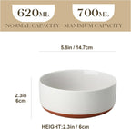 MALACASA Cereal Bowls Set of 6, 24 OZ Ceramic Bowls for Kitchen, Soup Bowl Breakfast Bowls, Dishwasher Microwave Safe, Khaki White, Series TARA