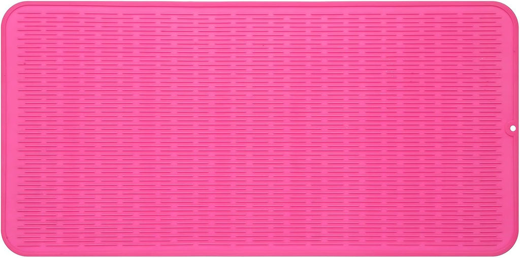 Silicone Dish Drying Mat for Multiple Usage,Easy clean,Eco-friendly,Heat-resistant Silicone Mat for Kitchen Counter or Sink,Refrigerator or Drawer Liner Rose 5XL 36inches x 18inches
