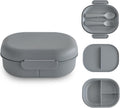 mushie Kids Bento Lunch Box | 3-Compartment & Removable Divider + Fork & Spoon Utensils | Great For Meals, School, Snacks On-the-Go | Dishwasher Safe (Smoke)