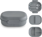 mushie Kids Bento Lunch Box | 3-Compartment & Removable Divider + Fork & Spoon Utensils | Great For Meals, School, Snacks On-the-Go | Dishwasher Safe (Smoke)