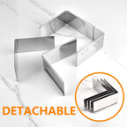 Guowall Stainless Steel Extensible Cake Ring Mold Detachable Square Shaped Mousse Ring Nonstick Cake Mould for Baking Tools - 4in