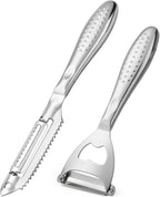 Potato Peelers Set of 2 Stainless Steel Peeler Y-Shaped and I-Shaped Peelers,Vegetable Carrot Fruit Peelers for Home kitchen (Silver2)