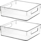 Clear Plastic Storage Bins, Pantry Organizers and Storage or Kitchen Organization and Storage Containers Bins for Organizing, Fridge, Freezer, Bathroom, Pantries, Refrigerator, Cabinet Organizer Bin