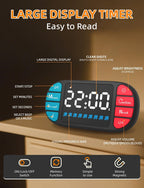 DOOMAY Digital Kitchen Visual Timer: 3.6'' Large LED Display, Magnetic, 3 Brightness, 4 Alarms, 4 Volume, Memory Function, Countdown Count up for Cooking, Classroom, Gym, AAA Battery Included (Black)