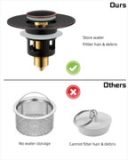 Hibbent All Metal Universal Bathroom Sink Stopper for 1.1''~2.3'' Basin, Pop Up Sink Drain Strainer, Brass Bullet Core Push Type Stopper, Stainless Steel Anti Clogging Drain Filter, Oil-Rubbed Bronze