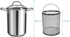 Navaris Asparagus Pot - Stainless Steel Asparagus Vegetable Steamer Spaghetti Pasta Stovetop Cooker with Removable Basket and Lid - BPA Free - 4.1 Qt