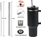 12" Stainless Steel Straws Replacement for Stanley Adventure Quencher 40 oz 30 oz Cup Tumbler, 4 Pack Metal Straws Reusable with Cleaning Brush for Stanley 40 oz & Simple Modern Tumbler with Handle
