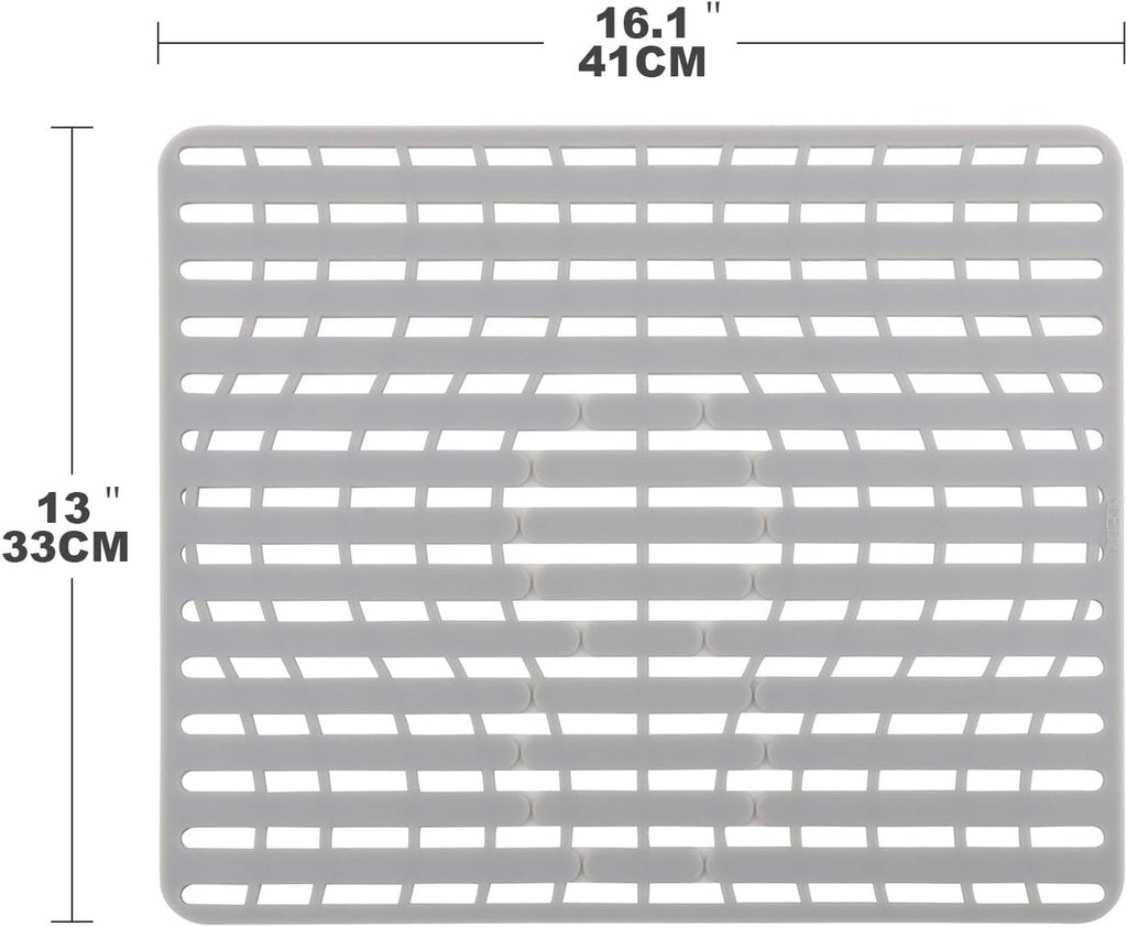 NICE DAY Sink Mat, Sink Protectors for Kitchen Sink By Better Housewares Wok Stand Strong Adsorption And Skid Resistance PVC Free Silicone Sink Mat 16" x 13", Large