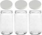 JARMING COLLECTIONS 32oz Extra Wide Mouth Glass Storage Jar with BPA-Free Plastic Lid – Quart Size Airtight Mason Jar for Kitchen, Pantry, and Food Storage (Set of 3)