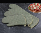 13 Inch Heat Resistant Oven Gloves New Cotton Oven Mitts Kitchen Gloves High Temperature Cooking Tool BBQ Gloves (13" Olive drab, 13 Inch)