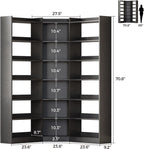 IRONCK Corner Bookshelf, 7-Tier Bookshelf with Storage, Corner Bookcases with Baffles Etagere Shelf for Living Room Home Office Bedroom, Black