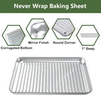 ROTTAY Quarter Baking Sheet Pan with Wire Rack Set [2 Pans + 2 Racks], Stainless Steel Cookie Sheet for Oven, Warp Resistant & Heavy Duty & Rust Free, Size 12 x 10 x 1 Inches