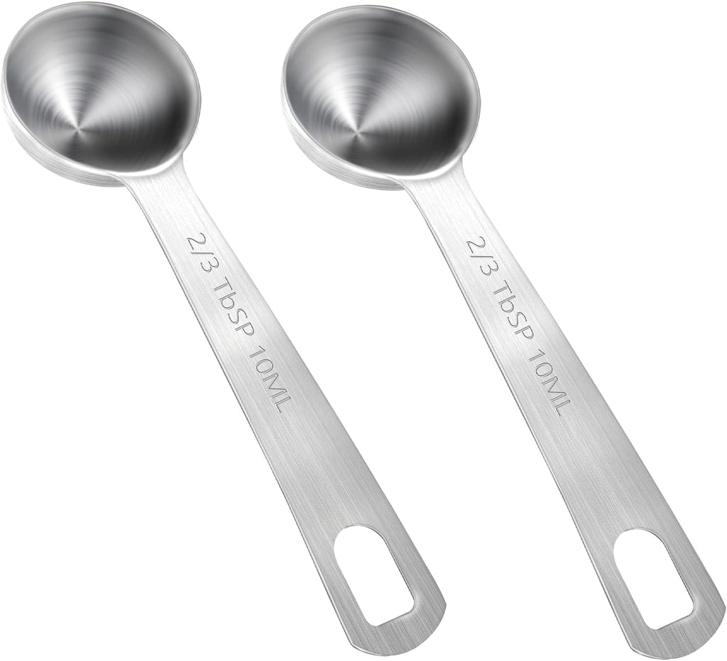 10ML / 2/3TBSP Measuring Spoons, 2 Pcs Stainless Steel Tablespoon, Small Metal Teaspoons for Measuring Dry and Liquid Ingredients