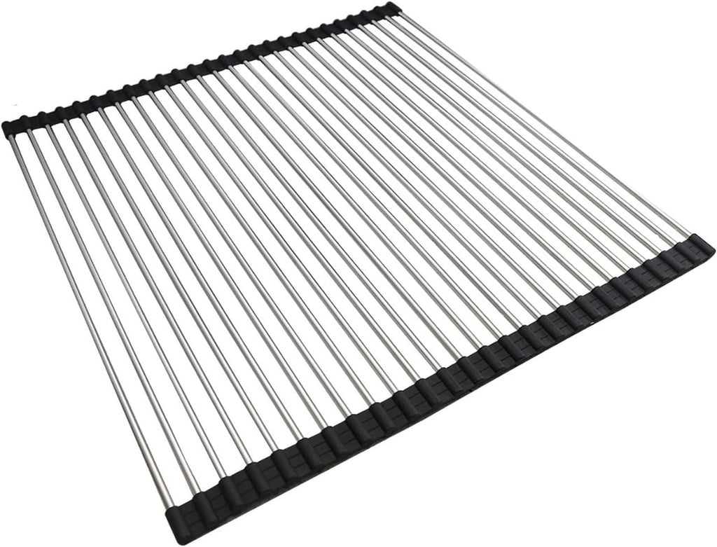 Ahyuan Roll up Dish Drying Rack Over The Sink Kitchen Roll up Sink Drying Rack Portable Dish Drainer Foldable Dish Drying Rack (Black, 20.5''X19.7'')