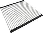 Ahyuan Roll up Dish Drying Rack Over The Sink Kitchen Roll up Sink Drying Rack Portable Dish Drainer Foldable Dish Drying Rack (Black, 20.5''X19.7'')