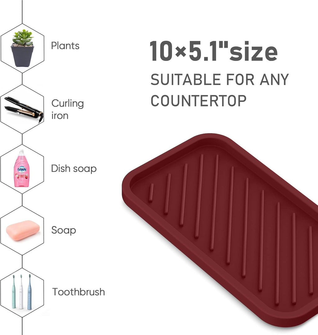 EG-SIPRO Silicone Sponge Holder,Large 10" Kitchen Sink Organizer Tray Kitchen Soap Tray Soap Sponge Holder for Bathroom Counter Sponge Caddy Dish Soap for Scrubber,Soap Dispenser,Scouring Pad