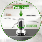 Soap Dispenser for Kitchen Sink, Kitchen Sink Soap Dispenser with 17 OZ Bottle, Refill from The Top Bar, Longer Threaded Shaft Shank, Wide Pump Head Base (Chrome)