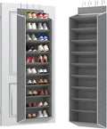 REGELETO 10 Tiers Large Size Over Door Shoe Organizer Storage, Hanging Shoe Rack for Door with Deep Pockets, Fit 20-30 Pairs Shoe Organizer Holder for Sneakers and Boots (Grey)