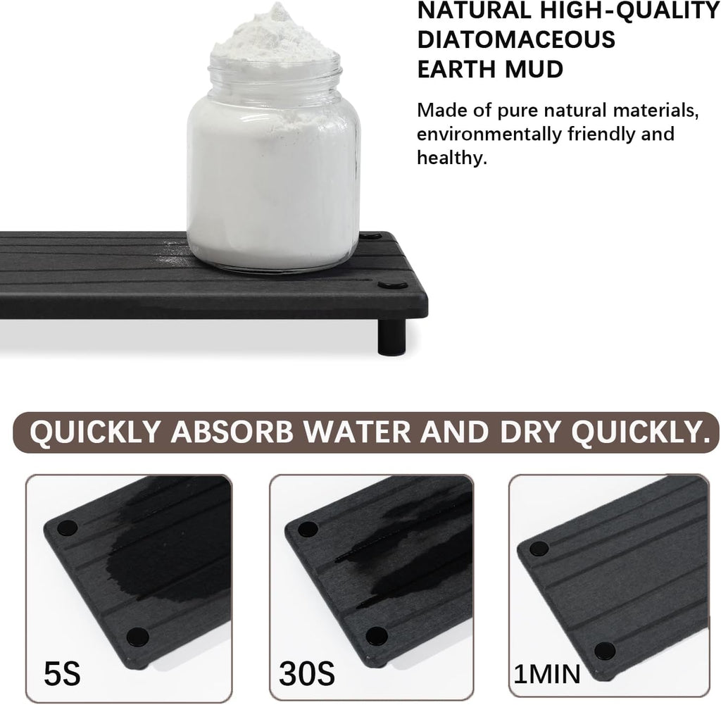 Quick Dry Sink Caddy Kitchen Sink Organizer, Water Absorbing Stone Tray for Sink, Stone Drying Tray, Diatomite Faucet Mat & Protector, Dispenser Sponge Holder, Stone Soap Tray for Bathroom Counter