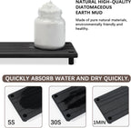 Quick Dry Sink Caddy Kitchen Sink Organizer, Water Absorbing Stone Tray for Sink, Stone Drying Tray, Diatomite Faucet Mat & Protector, Dispenser Sponge Holder, Stone Soap Tray for Bathroom Counter