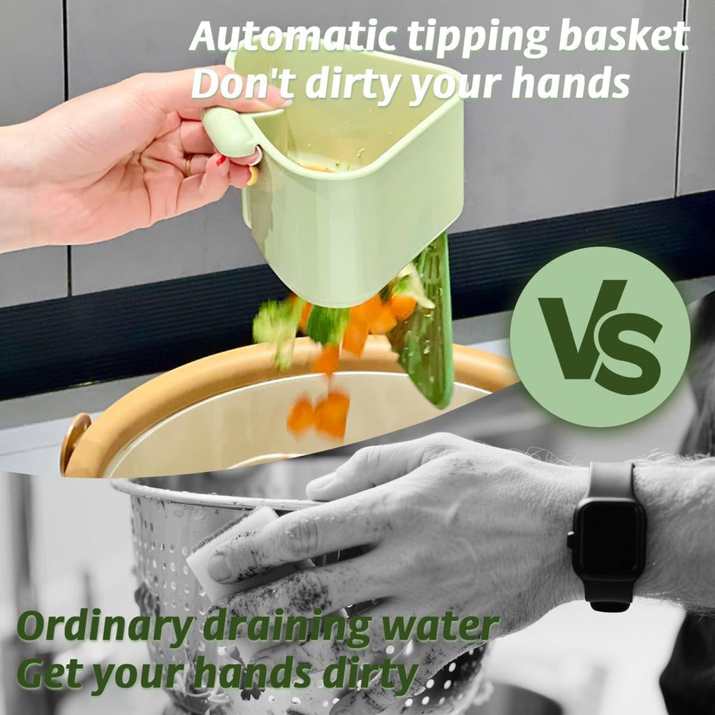 Suction Cup Sink Corner Rack, 2025 Upgraded Self-Cleaning Sink Strainer Basket, Removable Food Waste Catcher with Drain Hole, Say Goodbye to Gross Food Scraps and Smelly Sinks (Yellow)