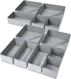 DIMJ Drawer Organizers - 12 Pack Foldable Closet & Sock Organizers, Fabric Dresser Drawer Dividers for Clothes, Underwear, Bras, Socks