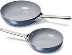 Caraway Fry Pan Duo - Nonstick Ceramic Frying Pan (8" & 10.5”) - Non Toxic, PTFE & PFOA Free - Oven Safe & Compatible with All Stovetops (Gas, Electric & Induction) - Navy