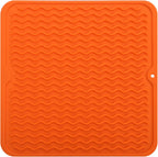 Silicone Dish Drying Mat for Multiple Usage,Easy clean,Eco-friendly,Heat-resistant Silicone Mat for Kitchen Counter or Sink,Refrigerator or Drawer liner Orange M 12 inches x 12 inches
