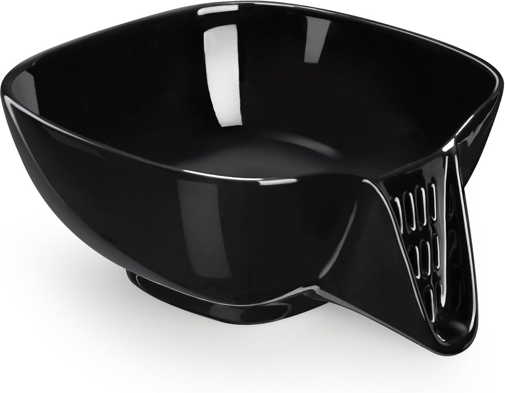NiHome Ceramic Food Strainer with Integrated Drain Spout, Large Capacity Colander Bowl for Vegetables, Fruits, Pasta & More, Heat-Resistant, Crack-Proof, Easy to Clean, Dishwasher-Safe (Black)