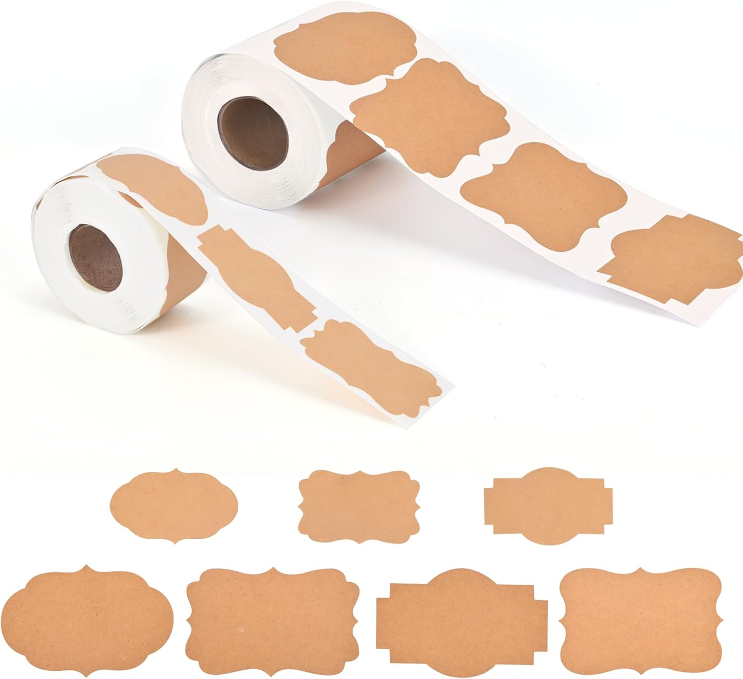 500 Pcs Gift Tags Name Label Stickers, 2 Different Sizes 2"*3" and 1.2 * 2" Self-Adhesive Brown Kraft Labels Stickers for Presents Decoration, Jars, Pantry Canning Bottle, Cosmetic Tag